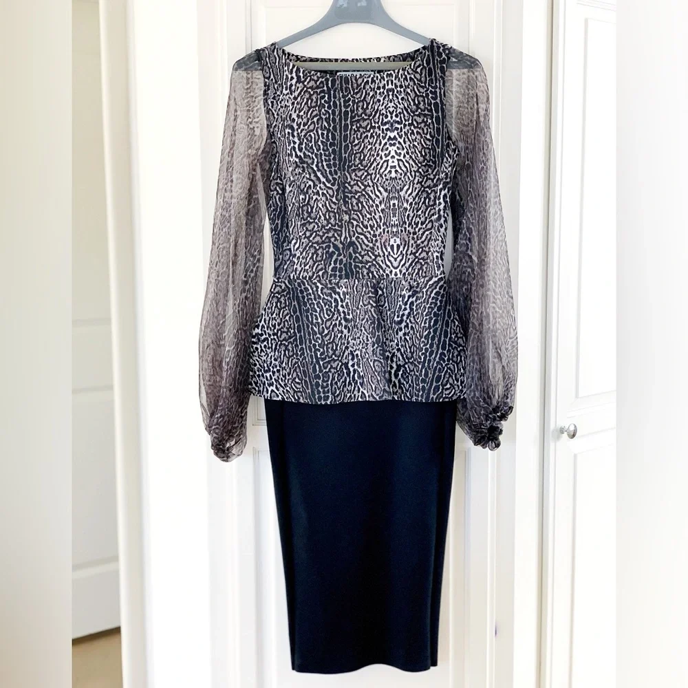 CHIARA BONI La Petite Robe Hasana Sheer Leopard Print Peplum Dress - Picture 5 of 14